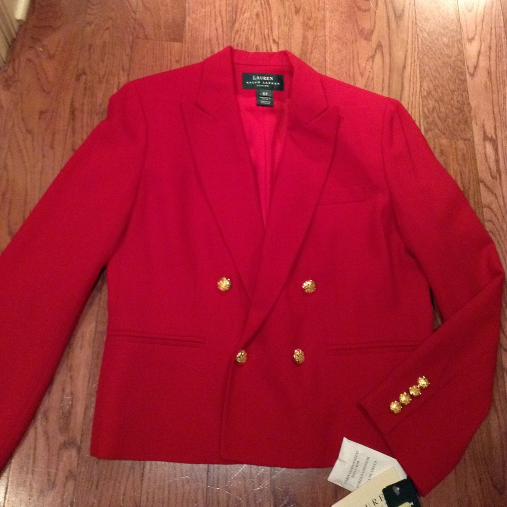 Red Ralph Lauren Blazer with Gold Button Accents