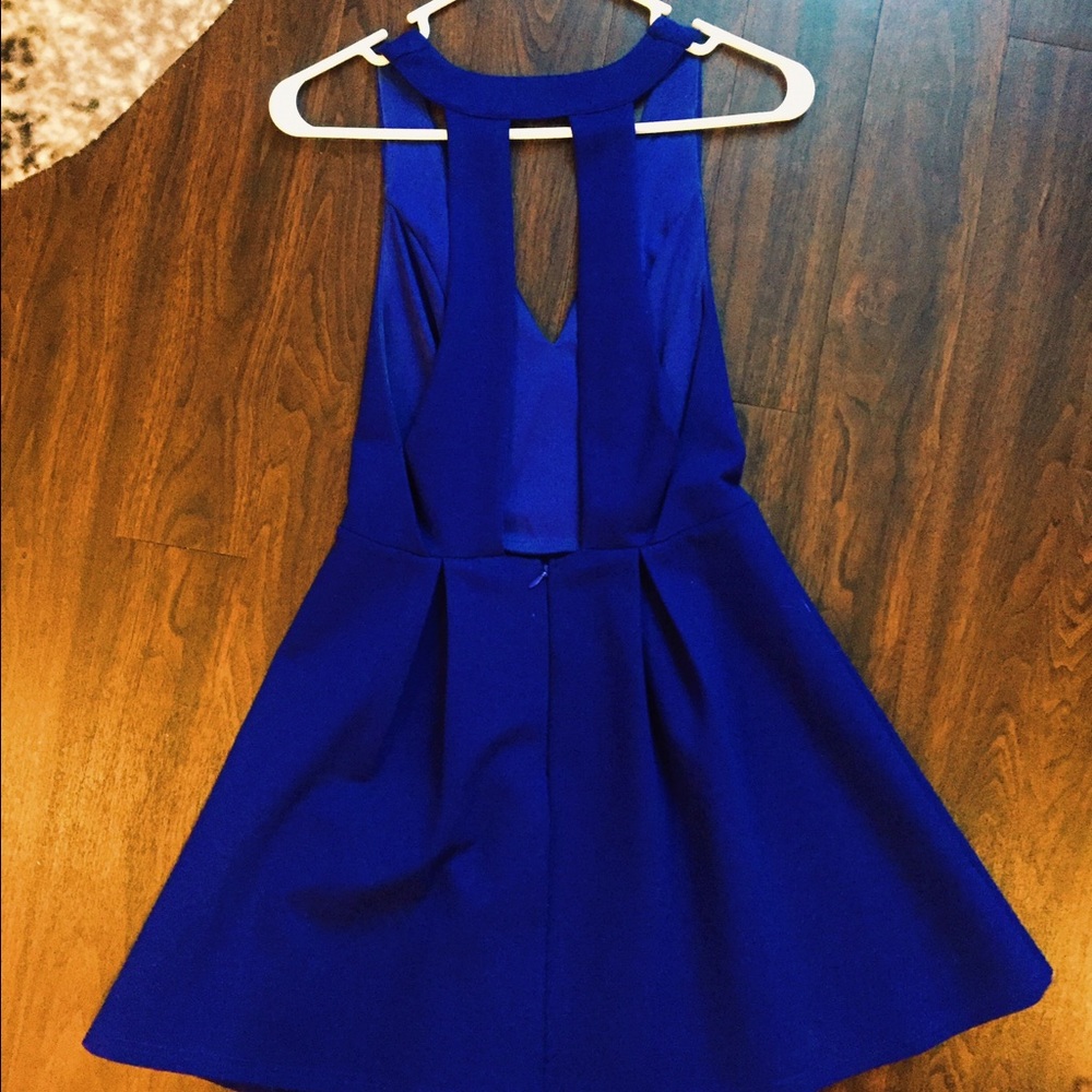 Deep blue, cut-out back dress