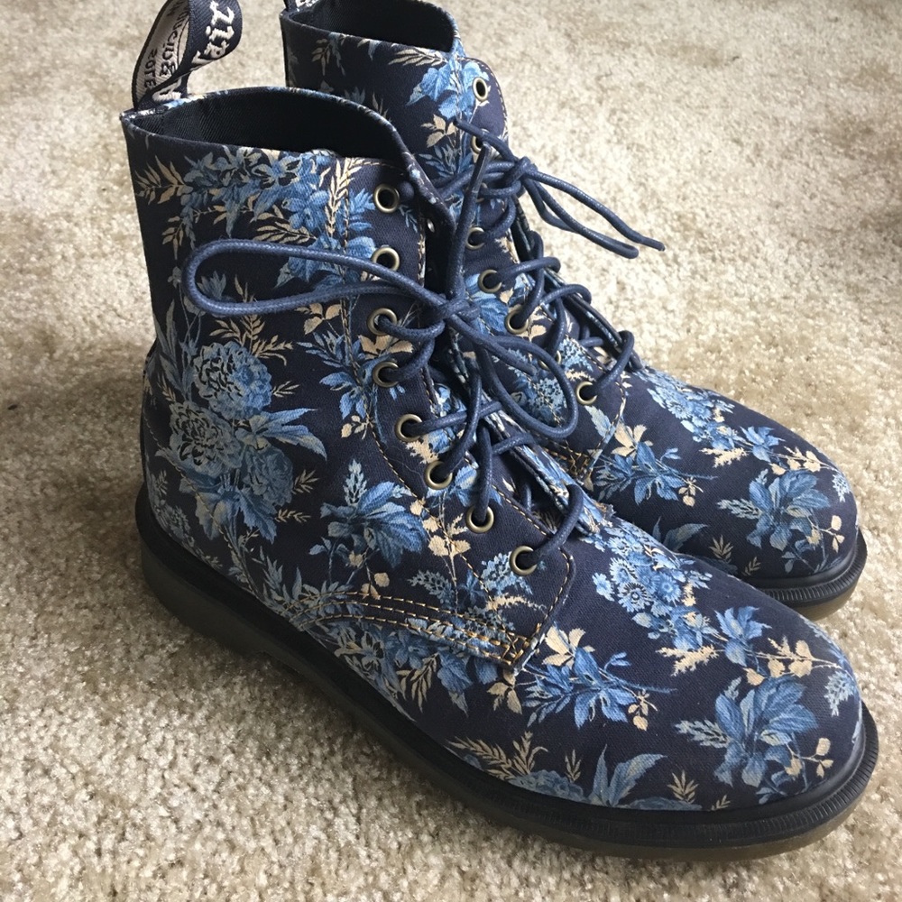 Blue floral Doc Martens