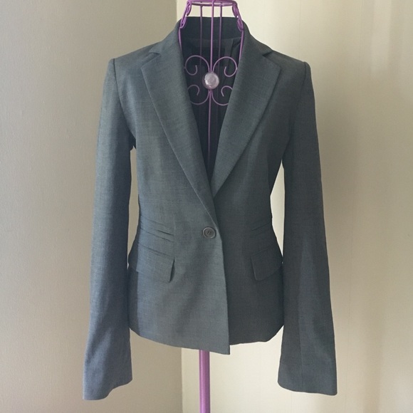 LAST CALL 9/11/22 - BCBG Grey Fitted Blazer One Button Slimming - Picture 2 of 8