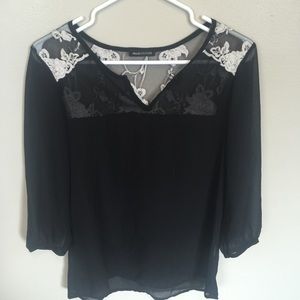 Black floral blouse