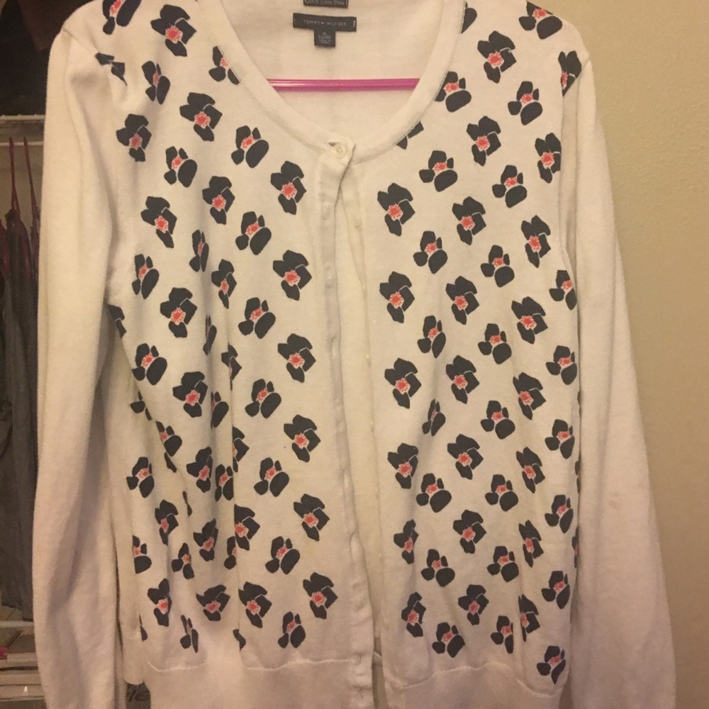 White patterned Tommy Hilfiger cotton cardigan