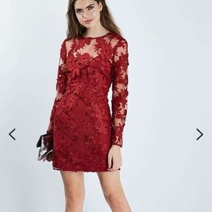 Long Sleeve Applique Mini Dress- TOPSHOP