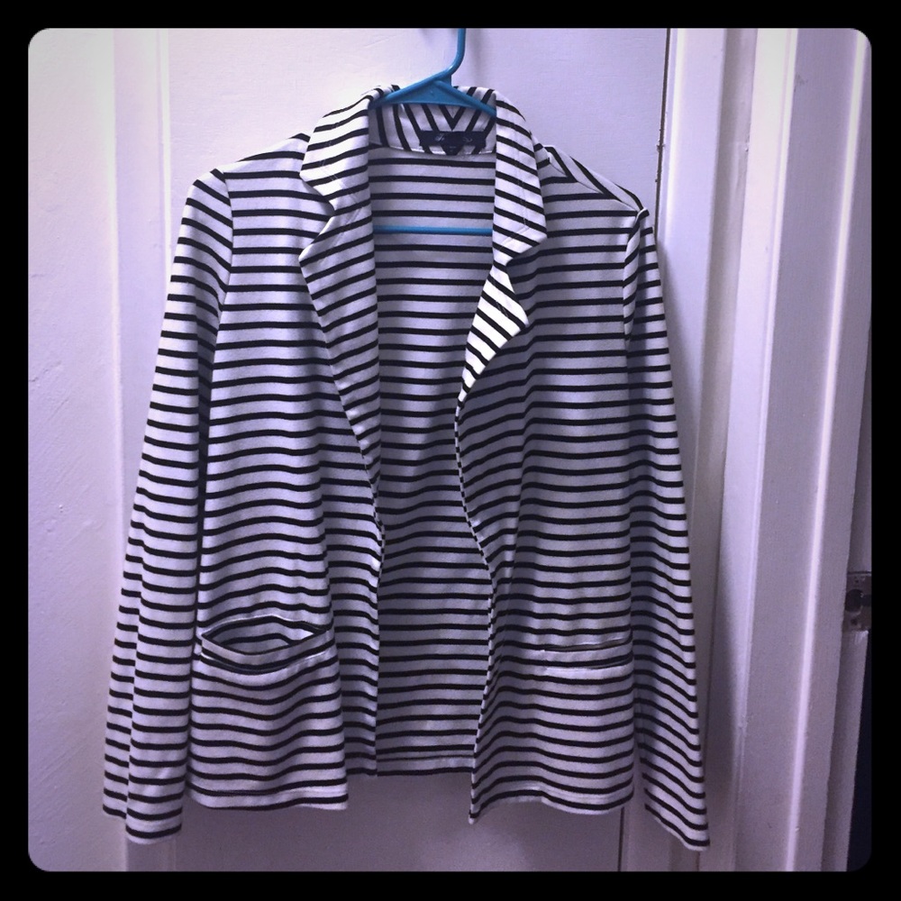Black and white striped blazer