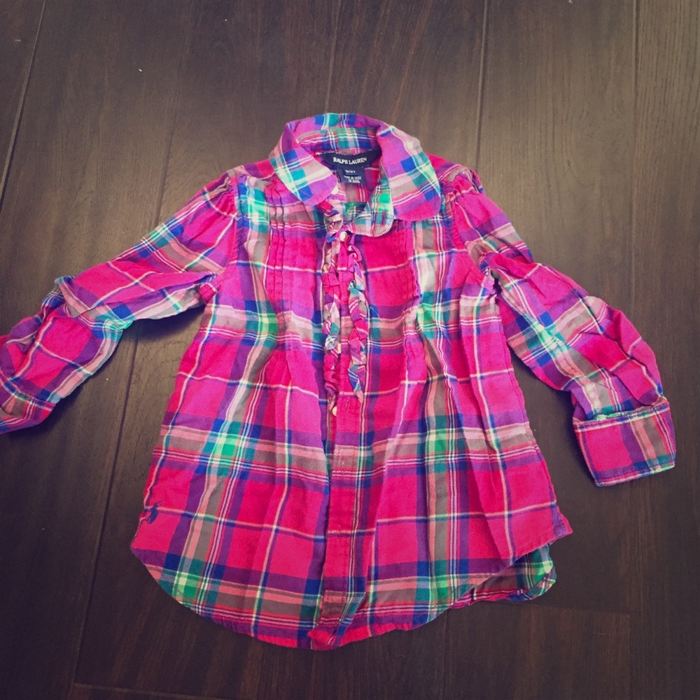 Ralph Lauren Ruffle Button Up Sz 3