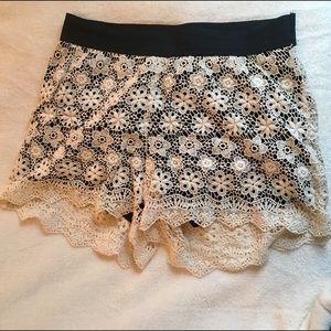 American Rag Cream and Black Lace Shorts