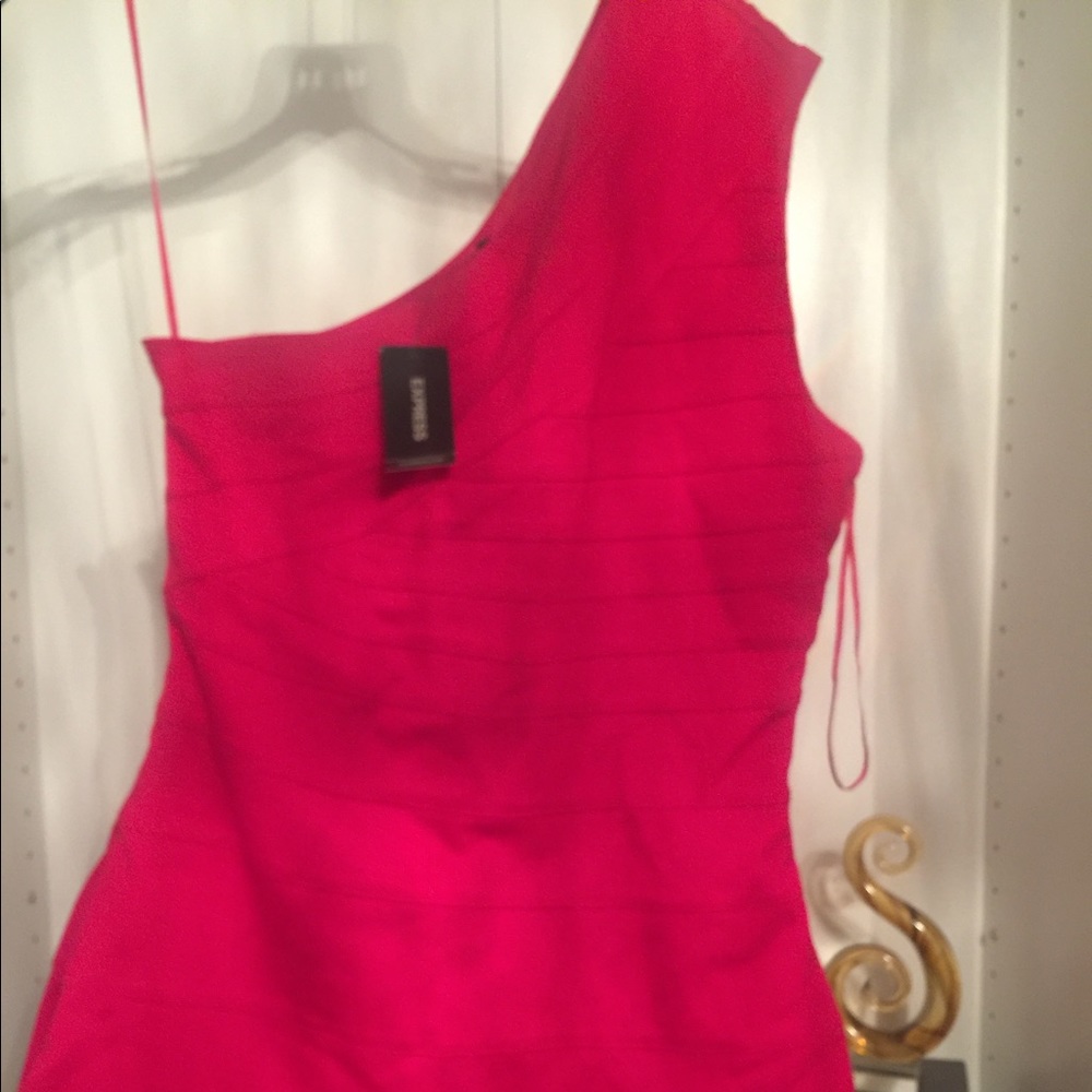 Red Bandage One shoulder dress