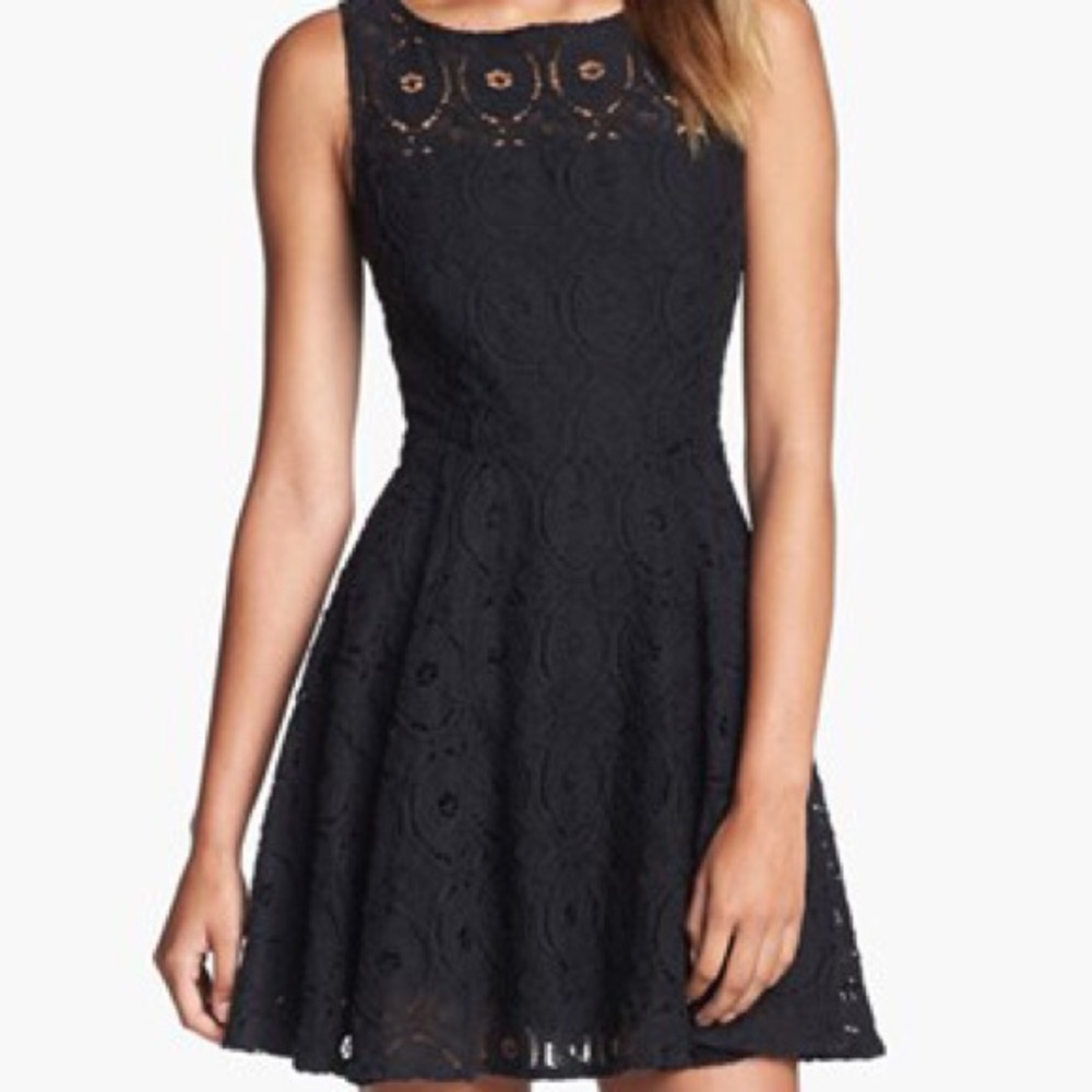 Navy lace fit & flare dress