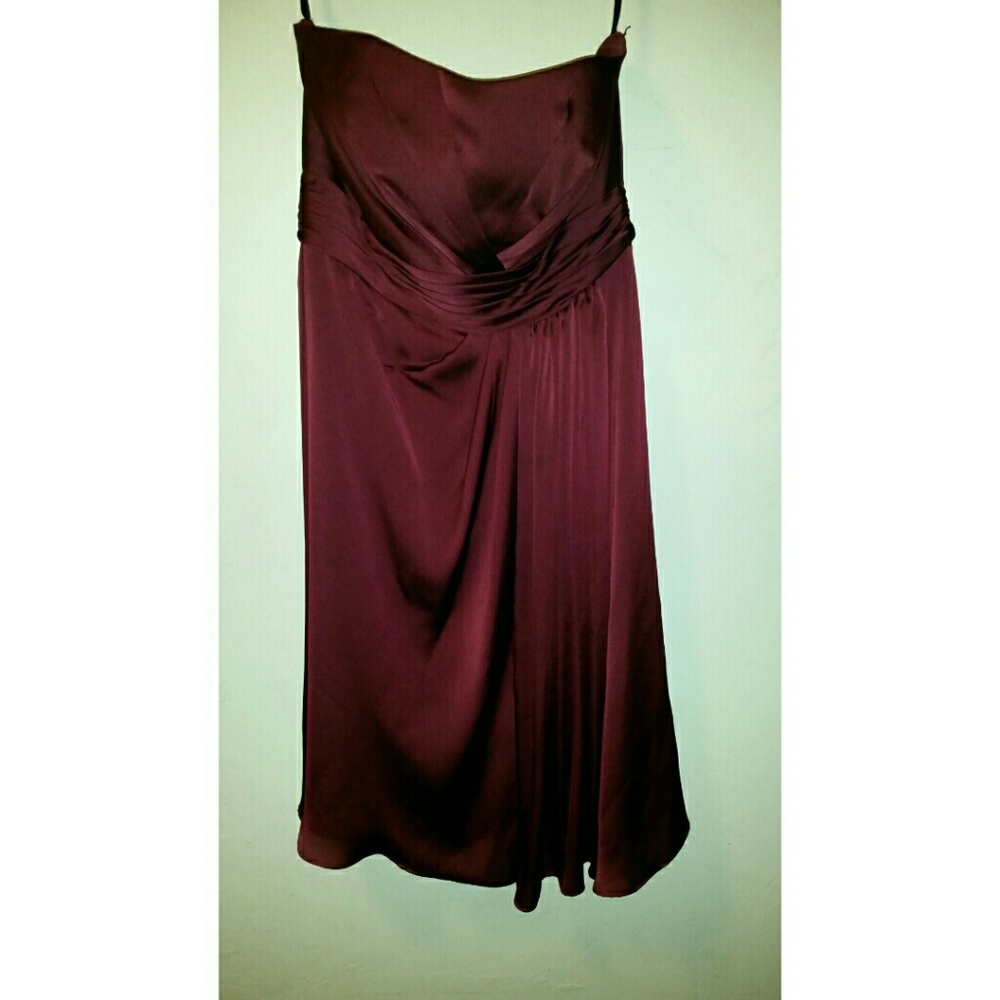 Strapless Maroon Bridesmaid Dress