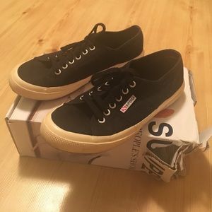 Womens black superga sneakers size 9