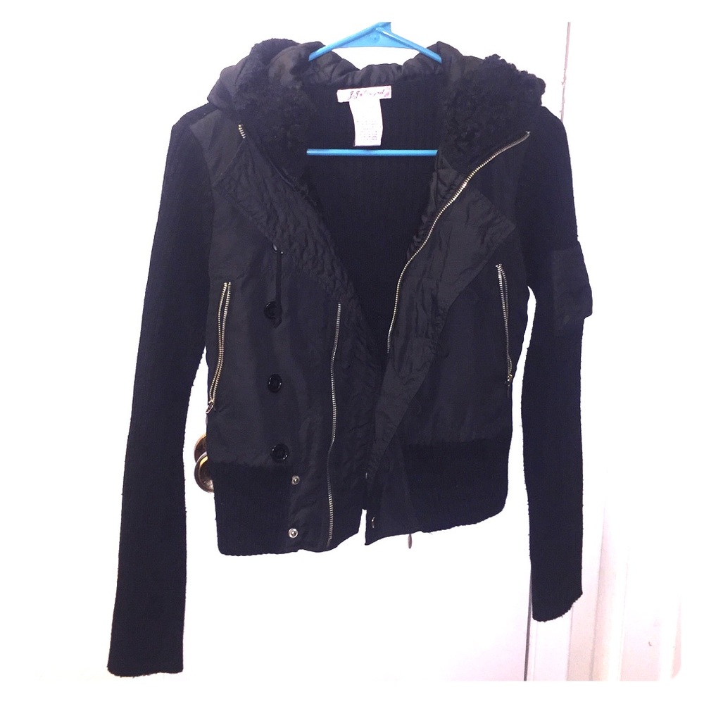 Black fur hooded jacket