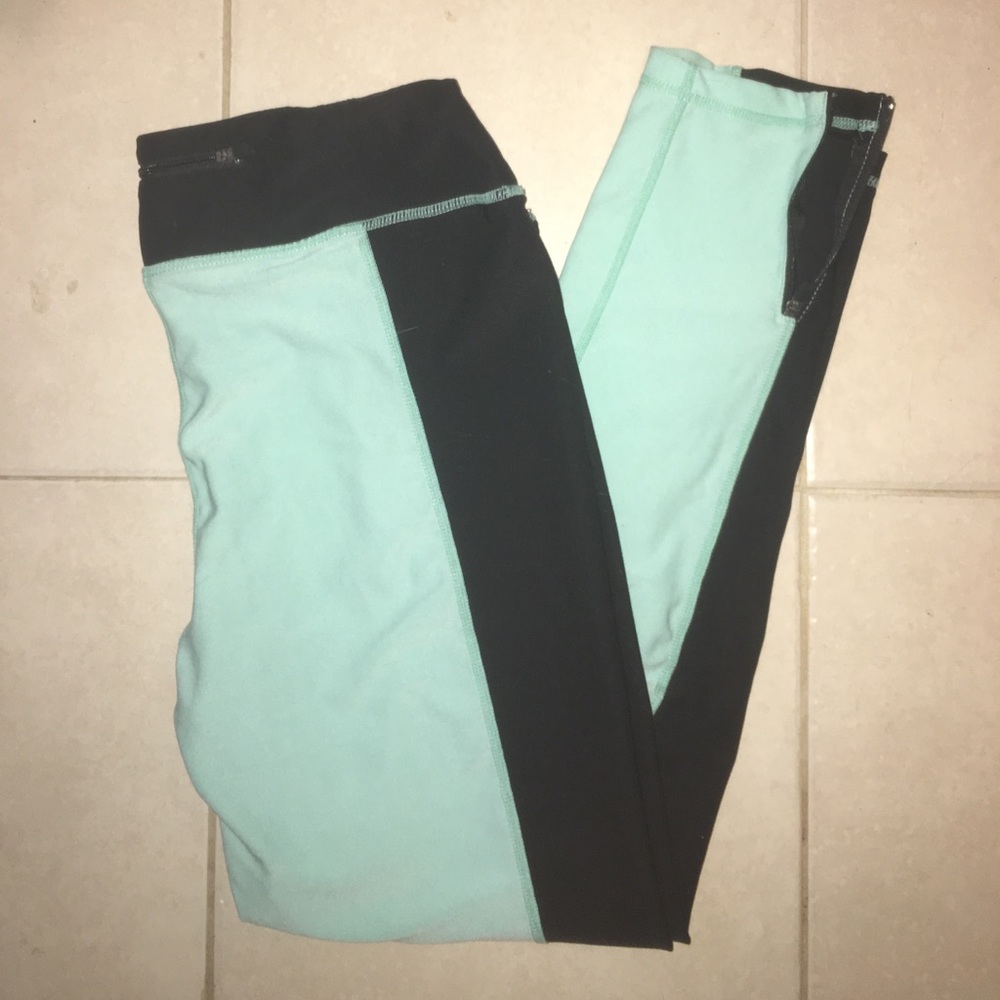 Light blue and black yoga pants
