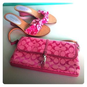 Coach Pink shoes/purse each or discount as set