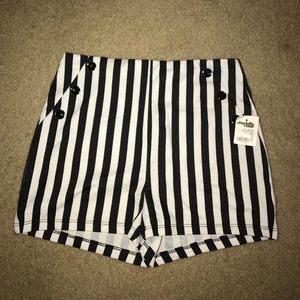 Charlotte Russe black and white striped shorts