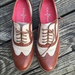 Cole Haan leather wing tip oxford flats