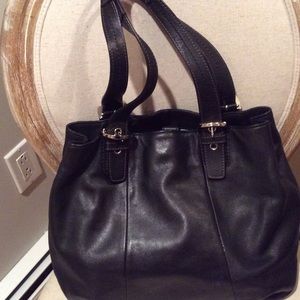 Black leather tote