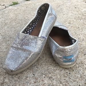 silver glitter TOMS