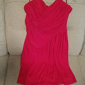 Red strapless dress