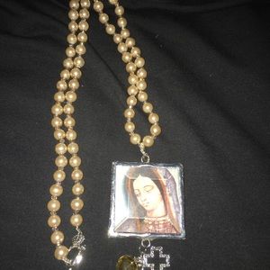 Virgen de Guadalupe glass pendant with necklace