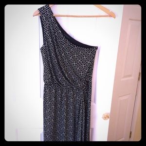 One shoulder black banana republic dress size 6
