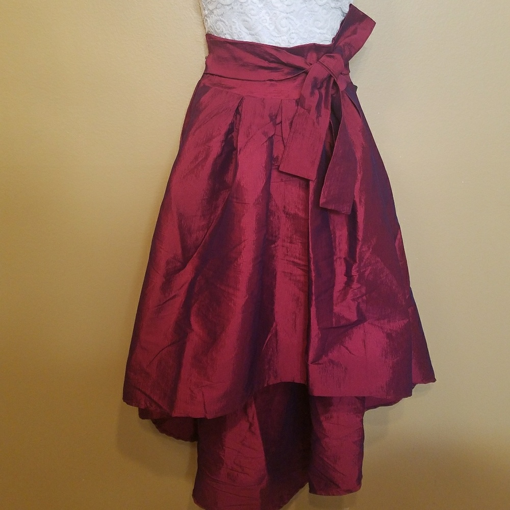Iridescent Burgundy Hi-Lo Skirt