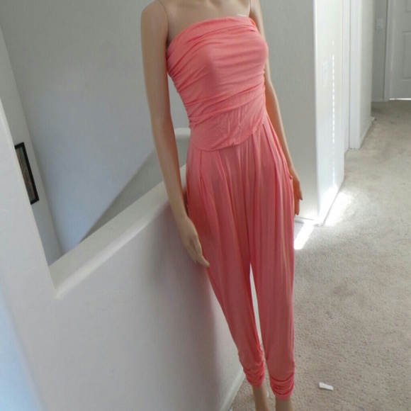 Pants - Blush pink strapless jumpsuit