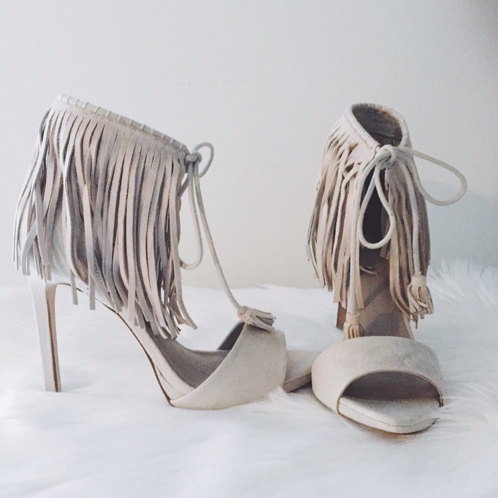 Suede Fringe Heels