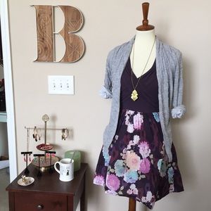 Anthropologie Purple Floral Dress - XS