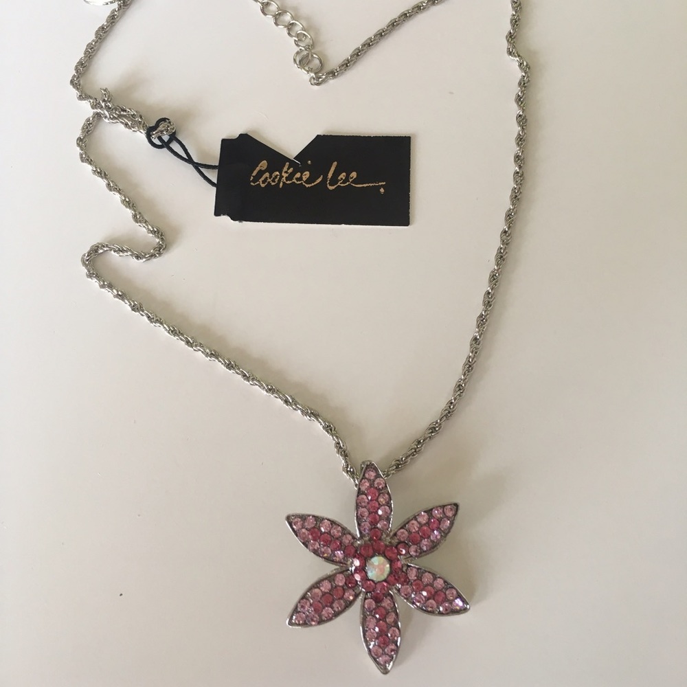 Pink Jeweled Flower Necklace