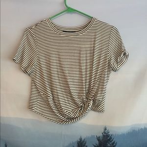 Medium striped knotted crop top.
