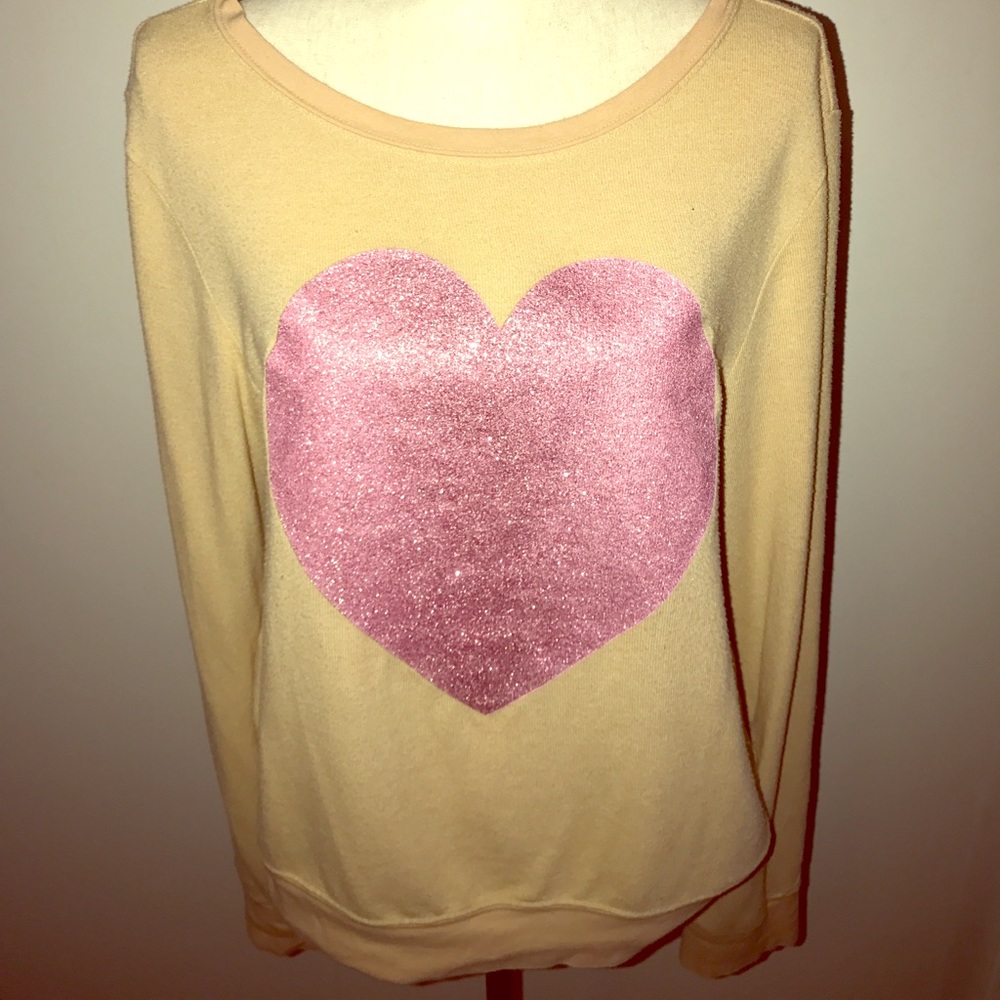 WildFox glitter heart sweater authentic Large vday