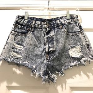 Ripped jean shorts