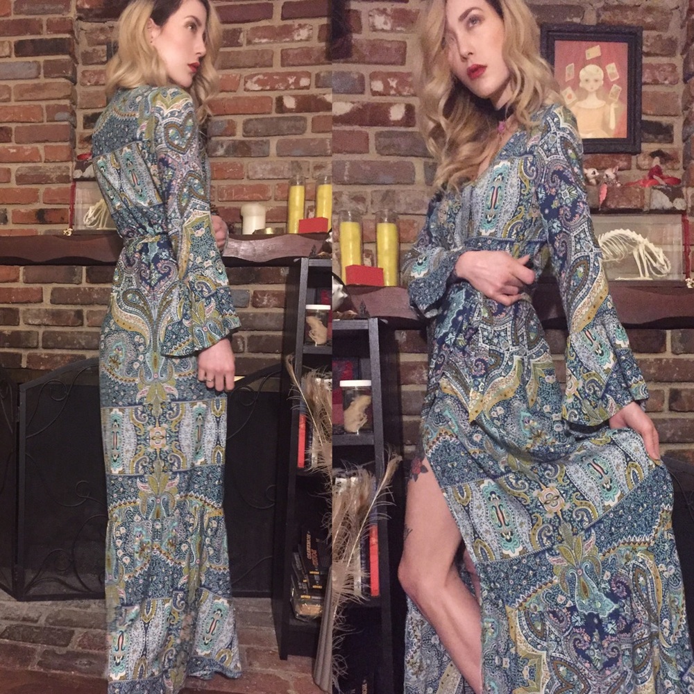 Boho paisley print maxi dress