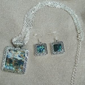 Silver necklace and earring set