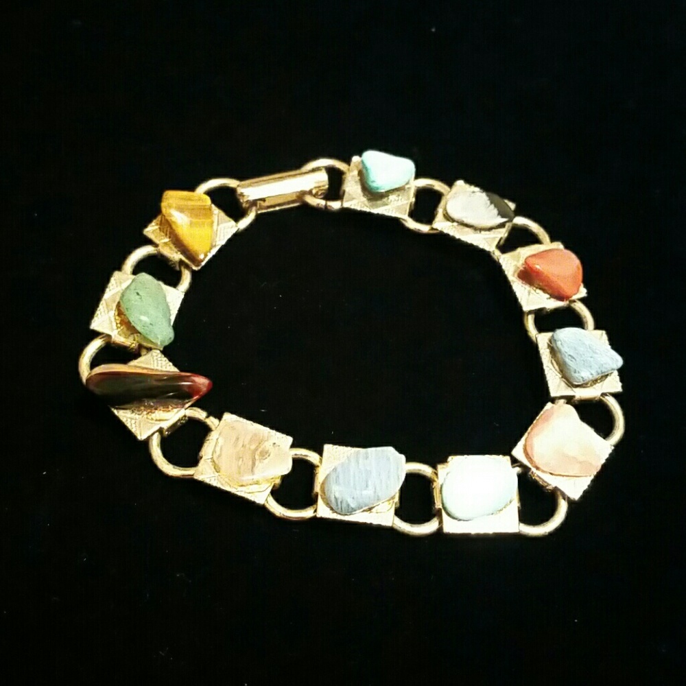 Gold plated stone bracelet