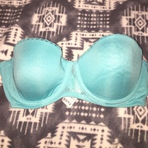 strapless blue bra