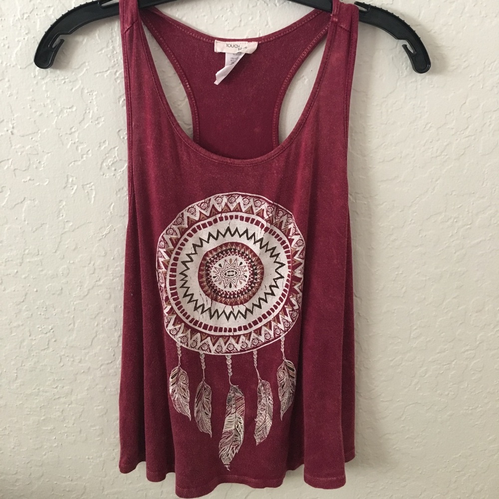 Maroon dreamcatcher tank top
