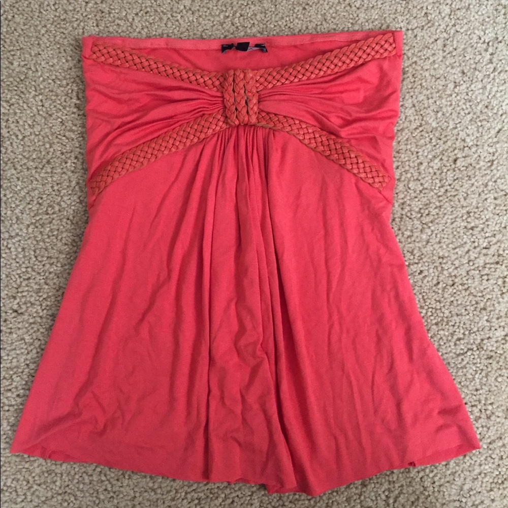 Orange top w leather details. Size small