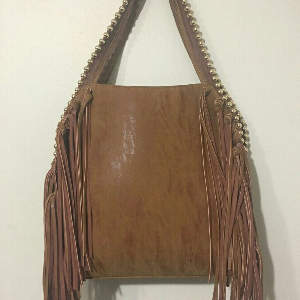 Big Buddha satchel tan fringe purse NWT