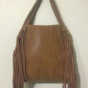 Big Buddha satchel tan fringe purse NWT