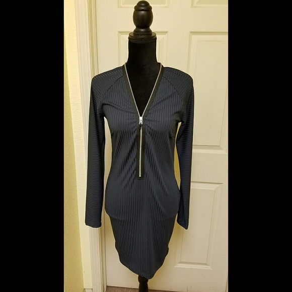 Nasty Gal Dresses & Skirts - Nasty Gal Ribbeb Navy Blue Zipper Dress