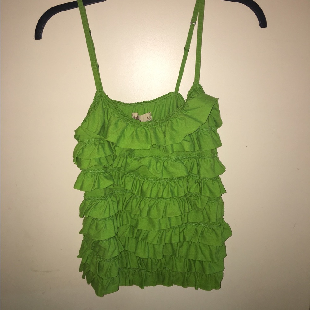 Hollister green ruffle top