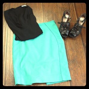 Turquoise Black and White Market Pencil Skirt
