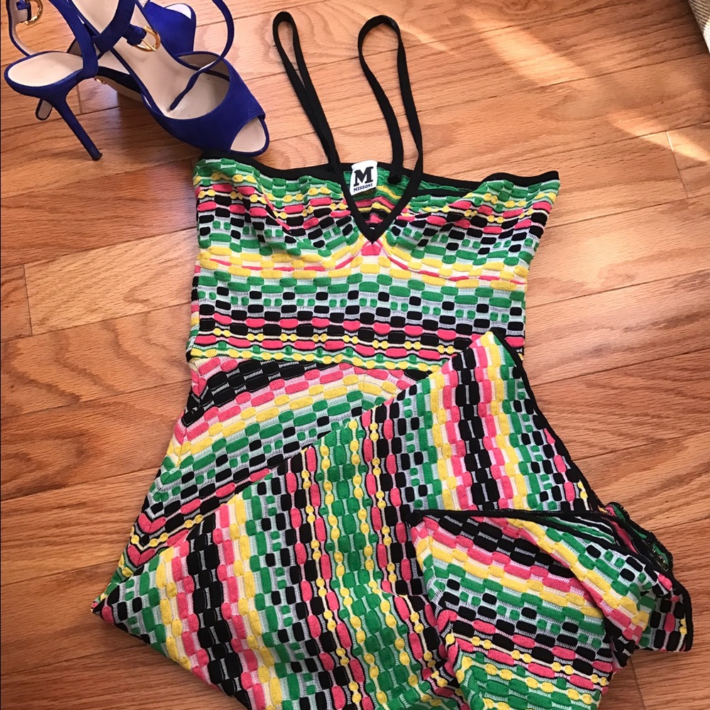 Missoni summer dress, Deep V intarsia multicolor