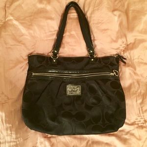 Coach Poppy Satchel (Black/Silver)