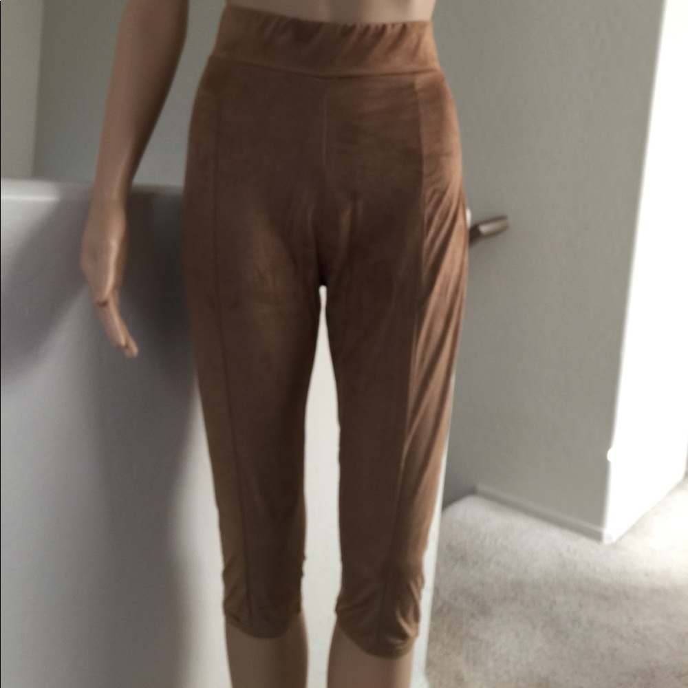 Faux suede capris pants