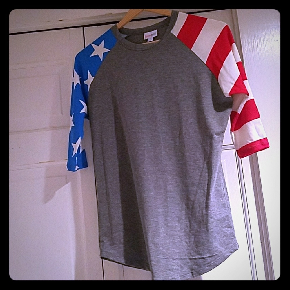 Lularoe fourth of July size 14 Sloan flag sleeves