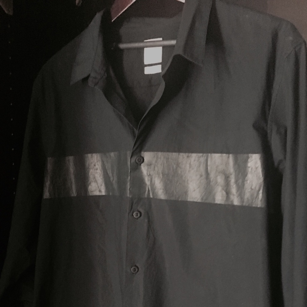 Black On Black Cotton Long Sleeve Shirt Men's XLT