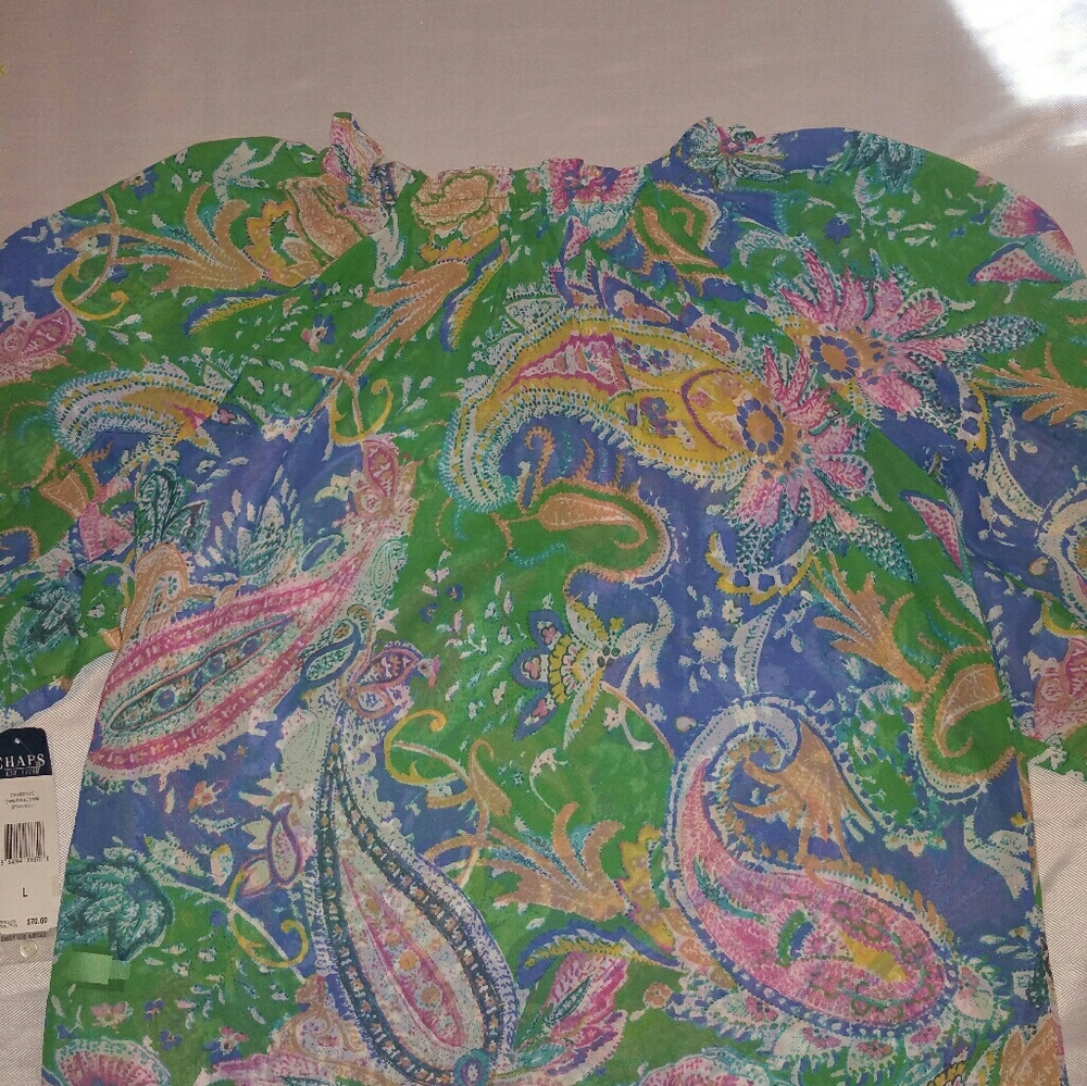Chaps-Ralph Lauren Sheer Floral Paisley Blouse NWT
