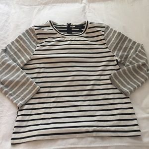 Jcrew mixed stripe zipper tee - large